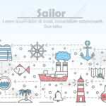 Sailor Advertising Vector Poster Banner Template. Nautical Marine.. In Nautical Banner Template