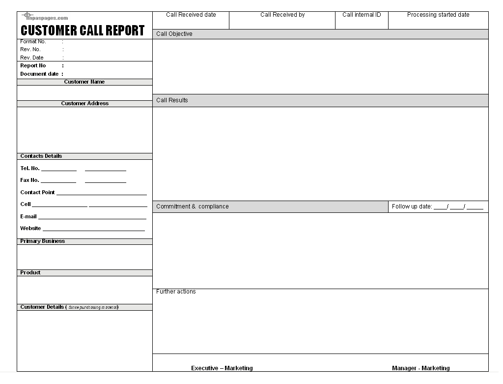 Sales Call Report Templates - Word Excel Fomats For Sales Rep Visit Report Template