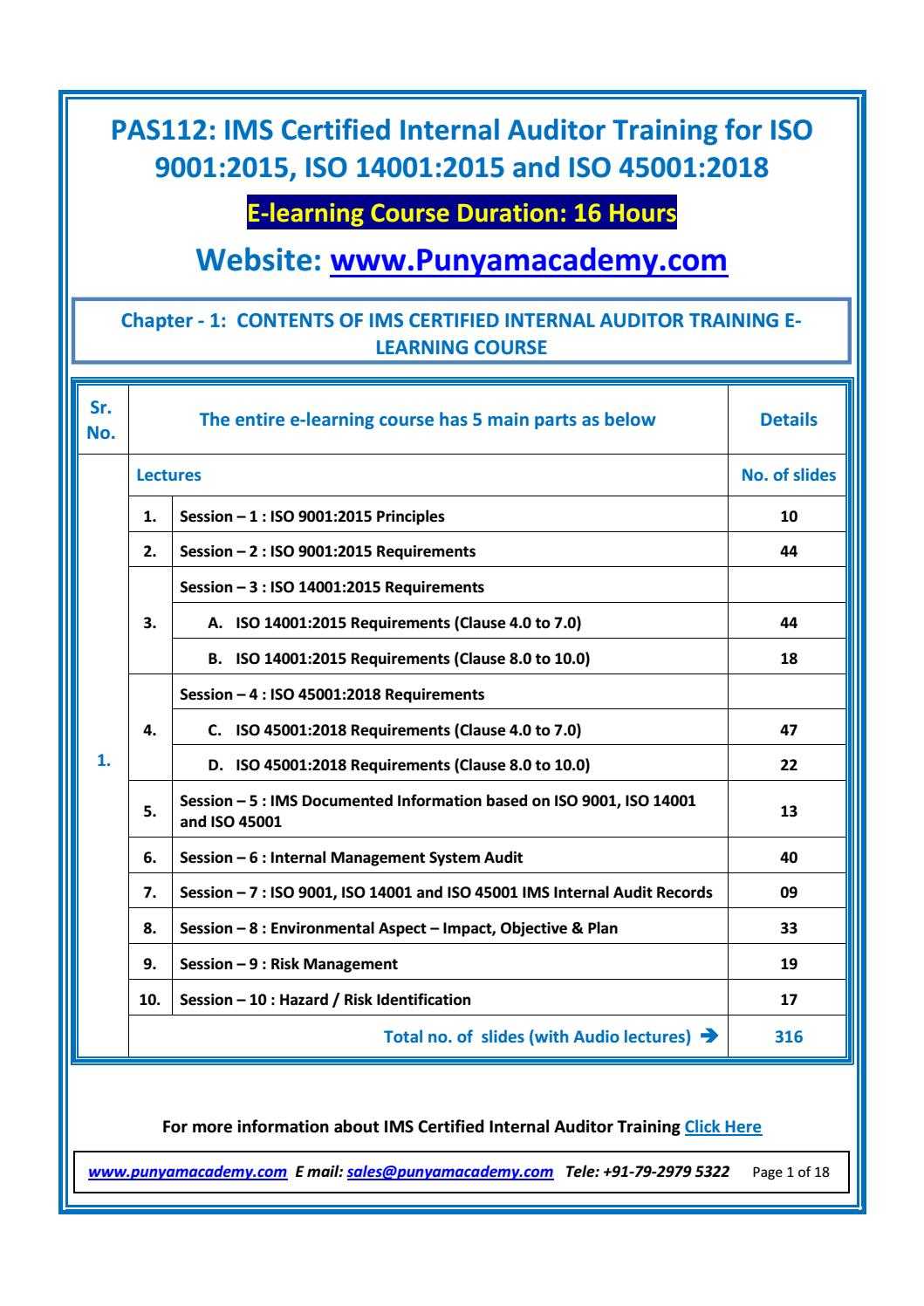 Sample Documents For Ims Auditor Training E Learning Course Intended For Iso 9001 Internal Audit Report Template