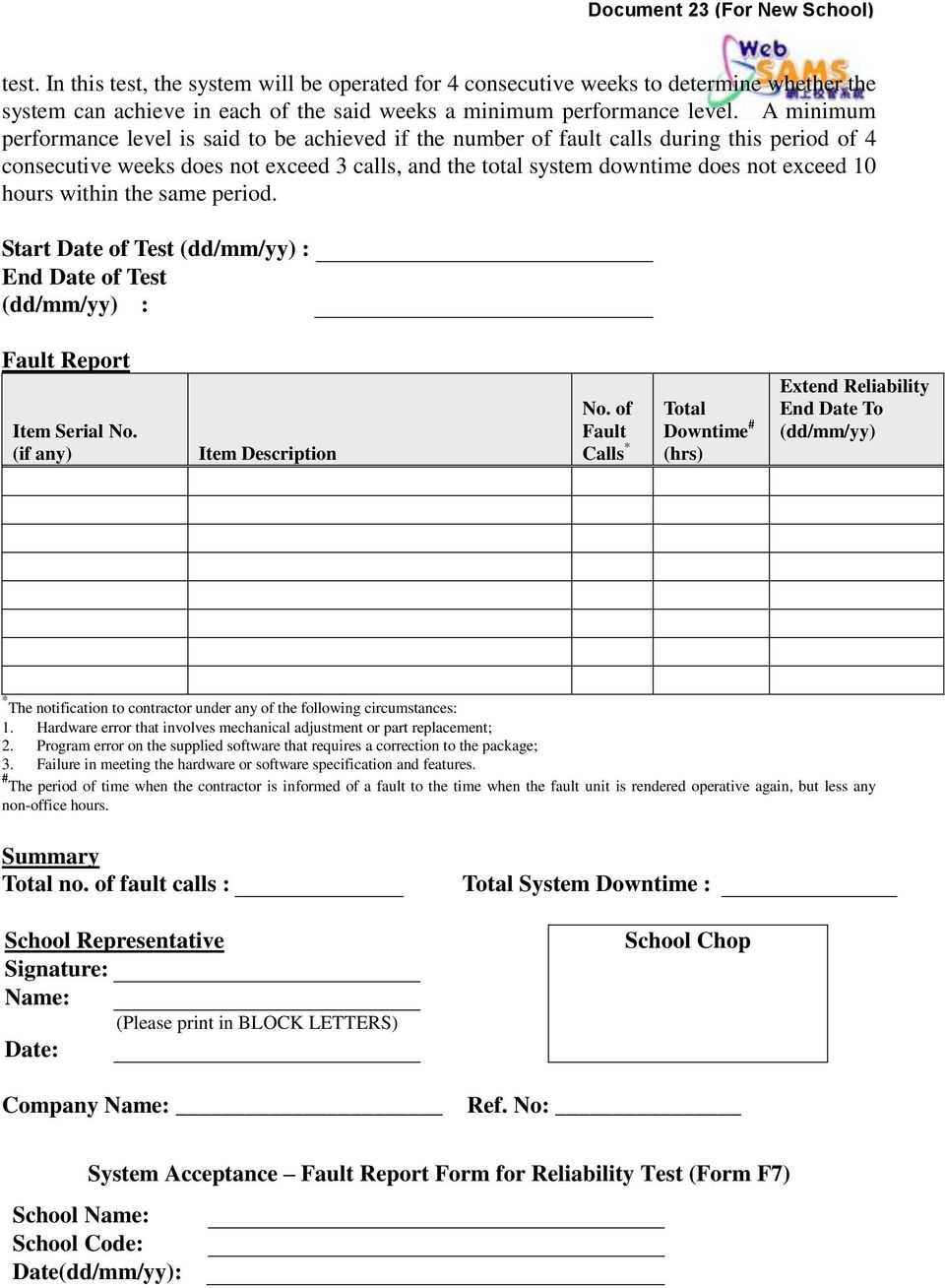 Sample Of Hardware Equipment Acceptance Form – Pdf Free Download With Equipment Fault Report Template