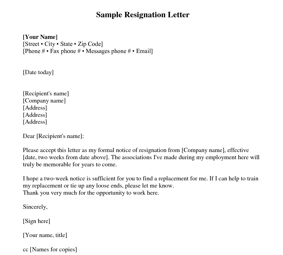 Sample Resignation Letter 2 Weeks Notice – Every Last Throughout 2 Weeks Notice Template Word