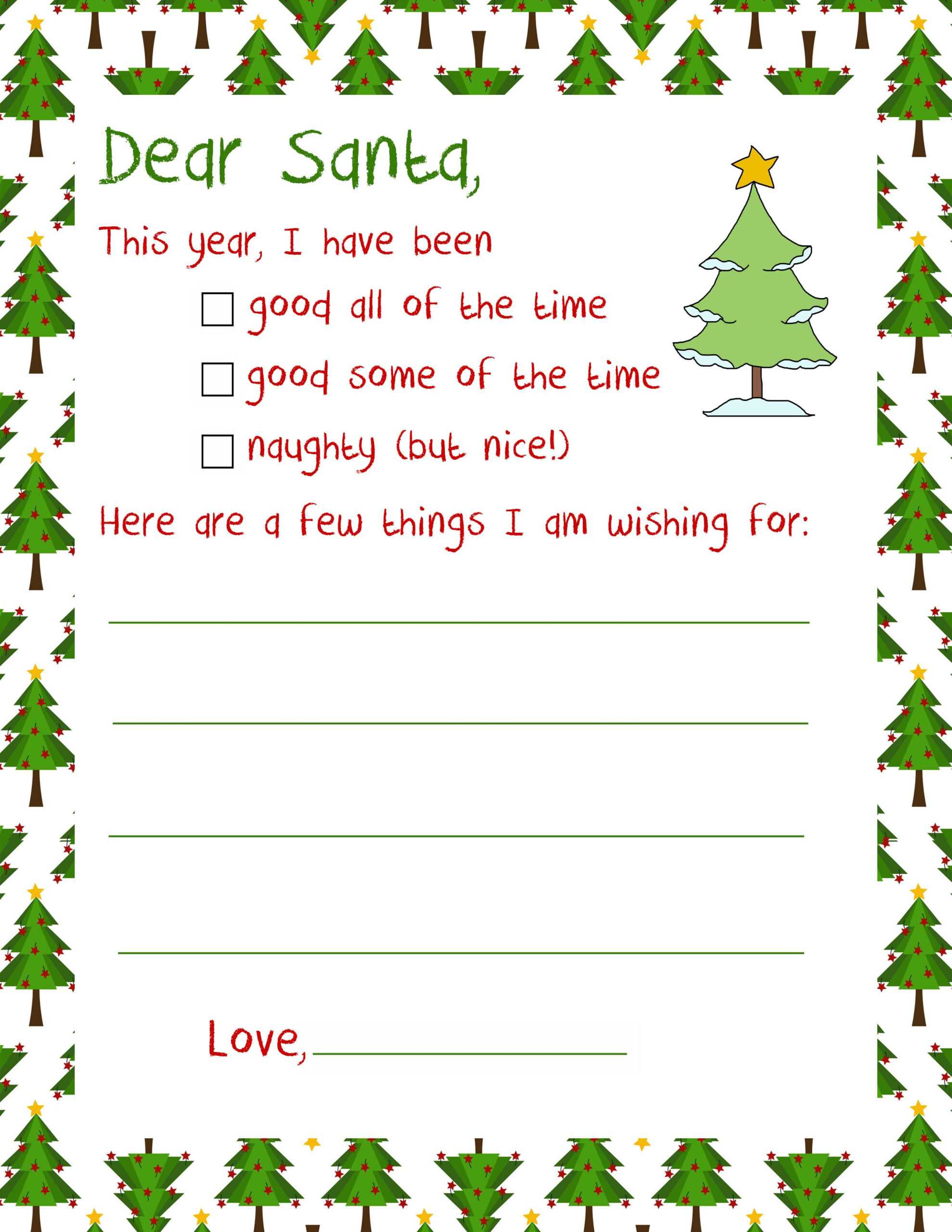 Santa Christmas Letter – Letter To Santa For Santa Letter Template Word