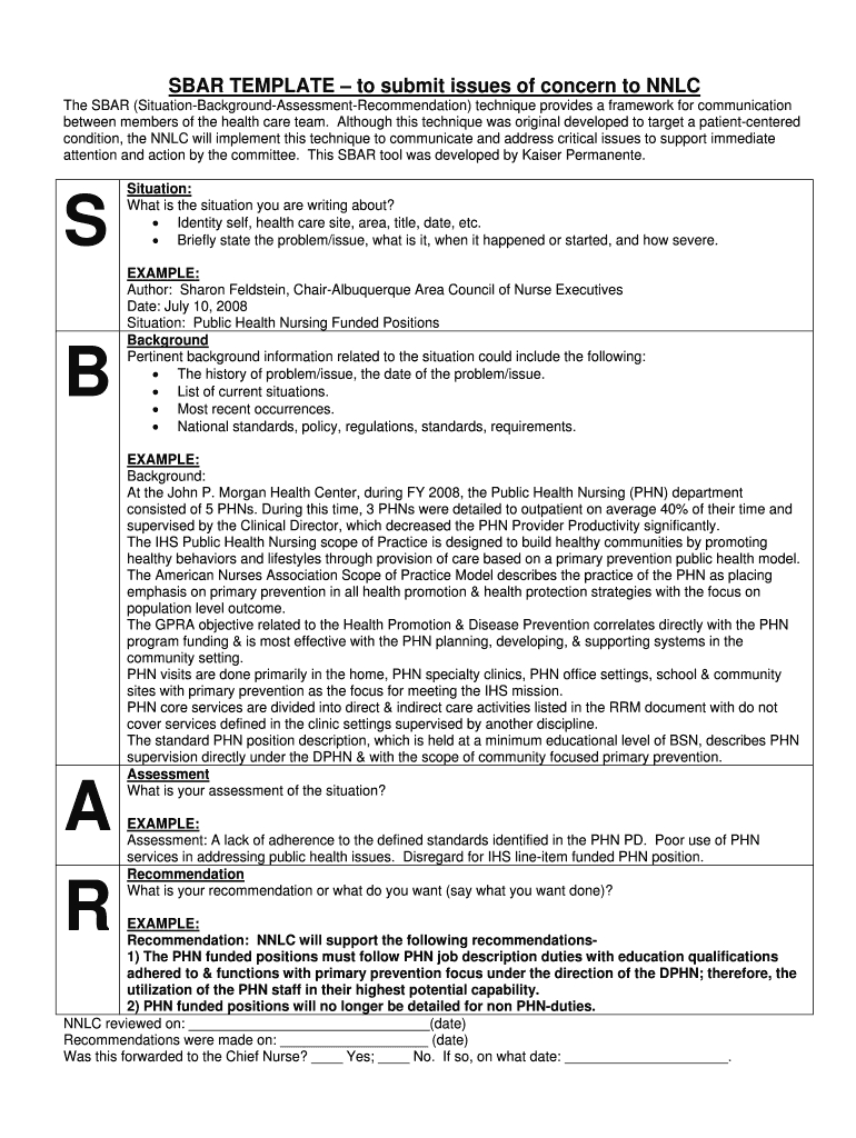 Sbar Template - Fill Online, Printable, Fillable, Blank Regarding Sbar Template Word