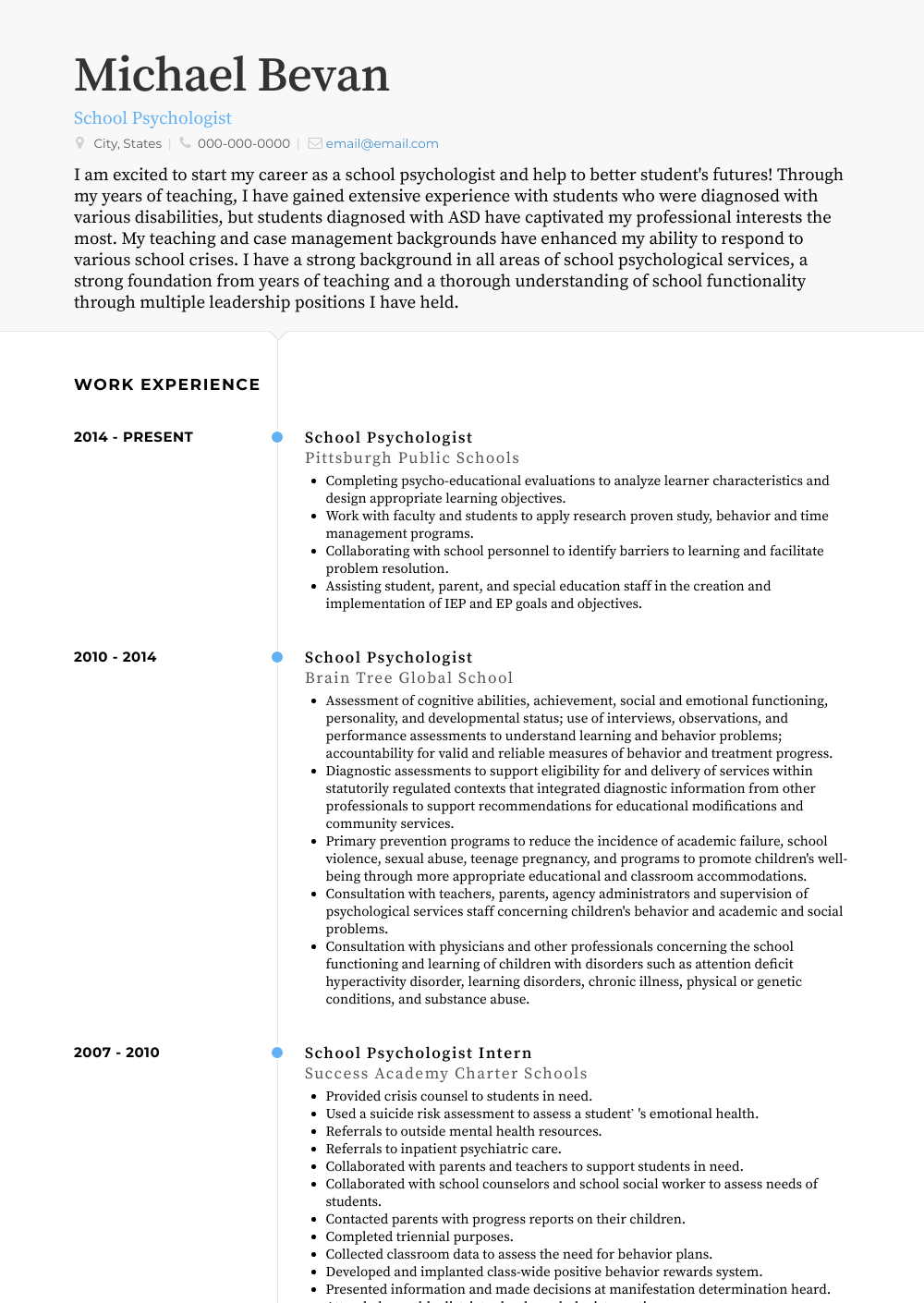 School Psychologist Resume Samples – Karan.ald2014 Within School Psychologist Report Template