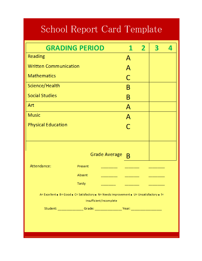 School Report Template In Student Grade Report Template