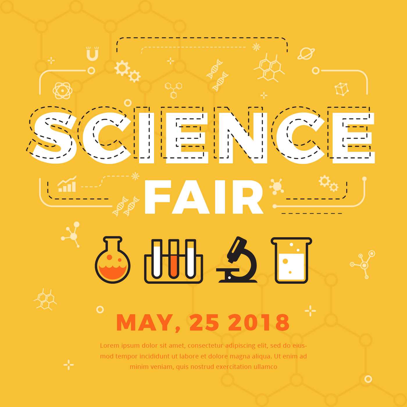 Science Fair Poster Vector – Download Free Vectors, Clipart Regarding Science Fair Banner Template