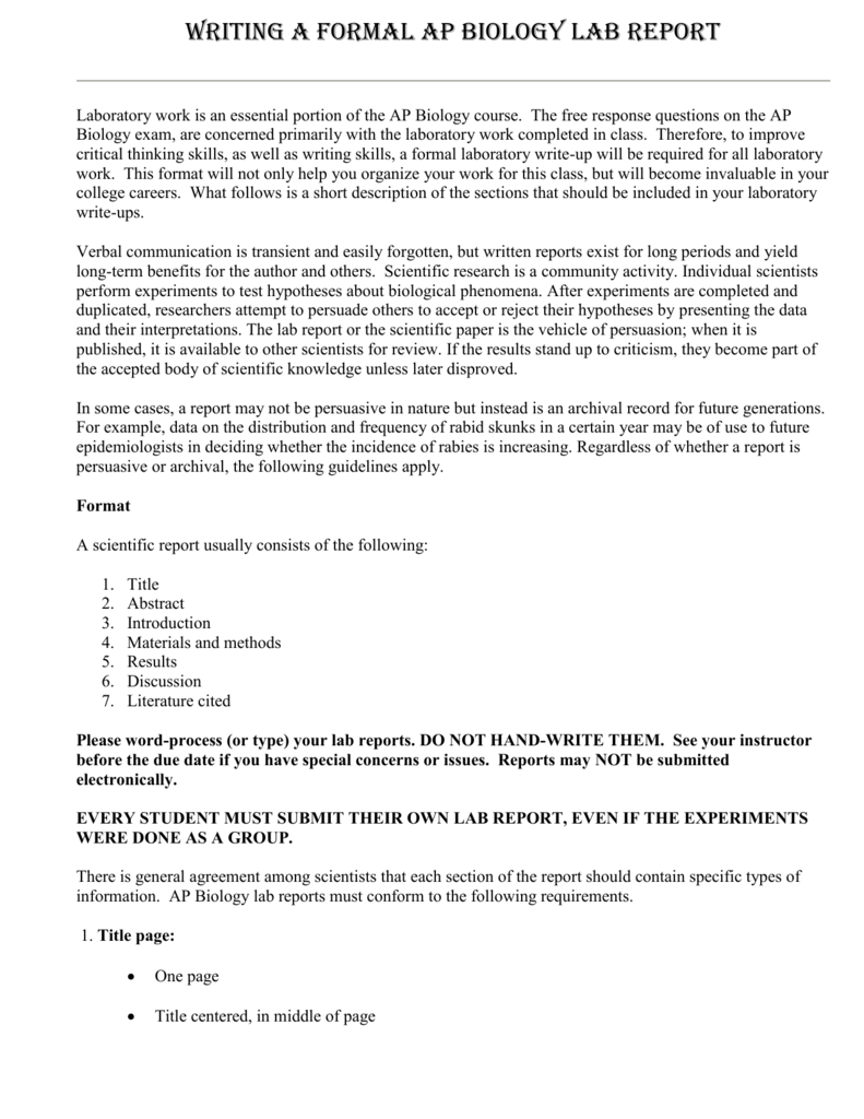 Science Lab Report Template – Pc|Mac With Section 7 Report Template