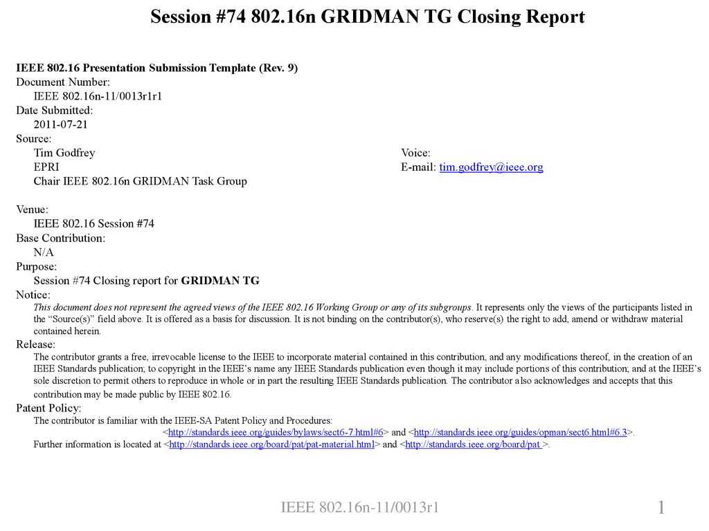 Session # N Gridman Tg Closing Report – Ppt Download With Regard To Rapporteur Report Template