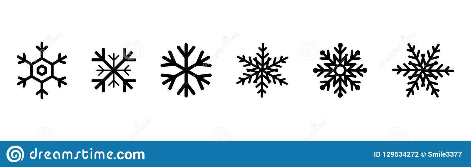 Set Of Black Snowflakes Icons. Black Snowflake. Snowflakes Within Blank Snowflake Template