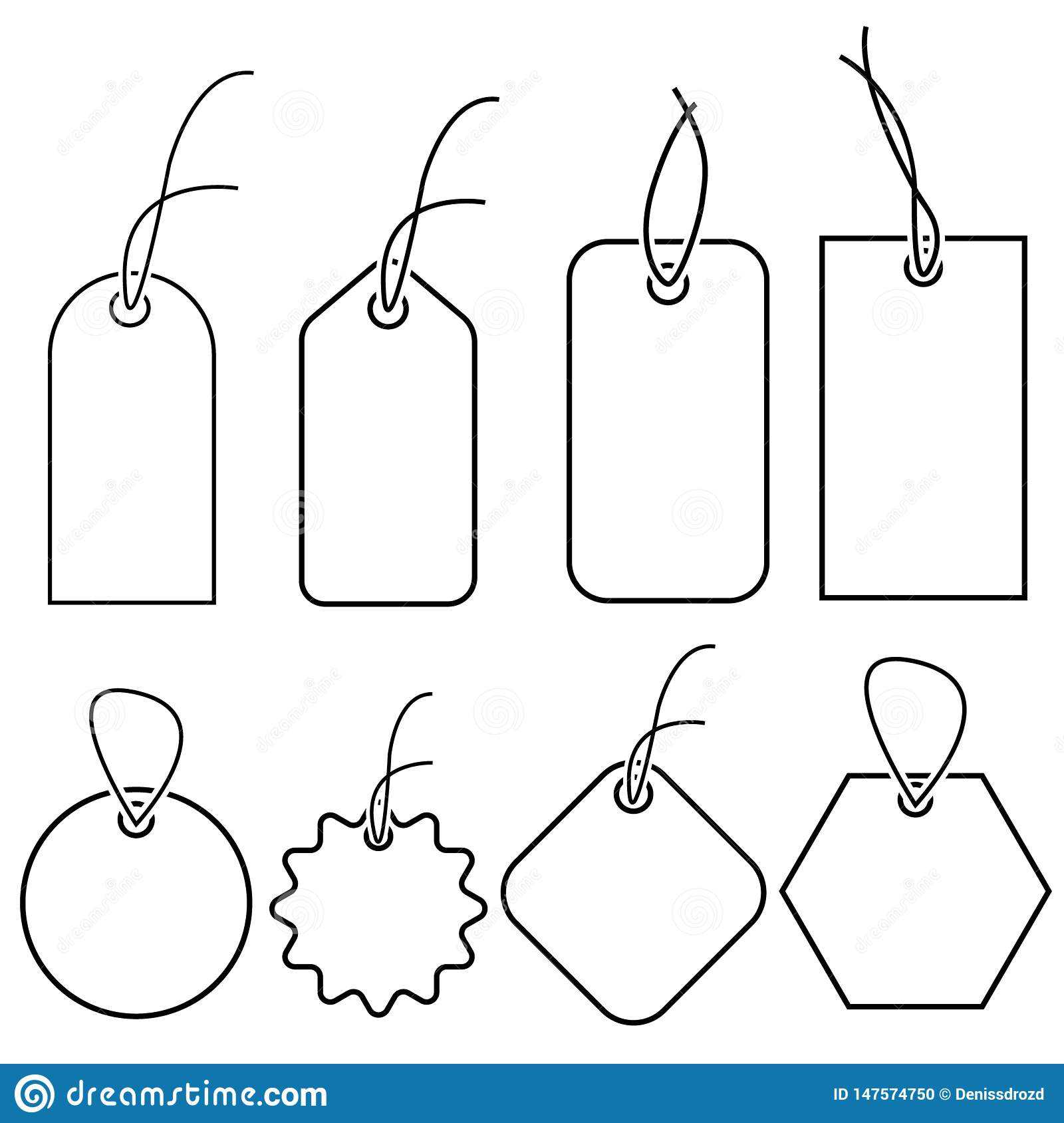 Set Of Empty White Price Tags In Different Shapes. Blank Throughout Blank Luggage Tag Template