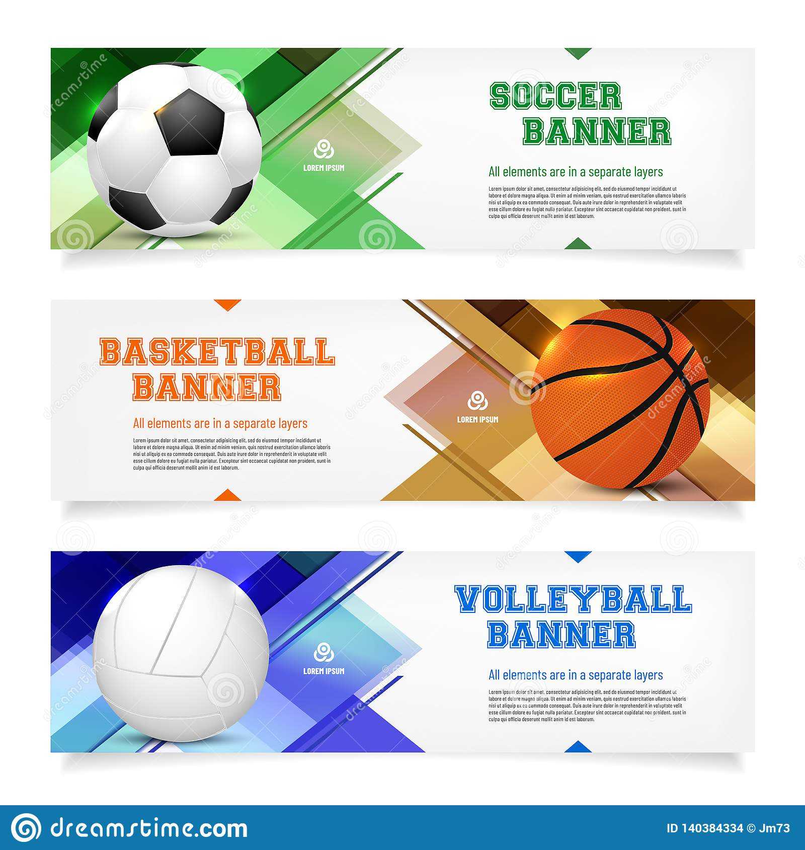 Set Of Sport Banner Templates With Ball And Sample Text Pertaining To Sports Banner Templates