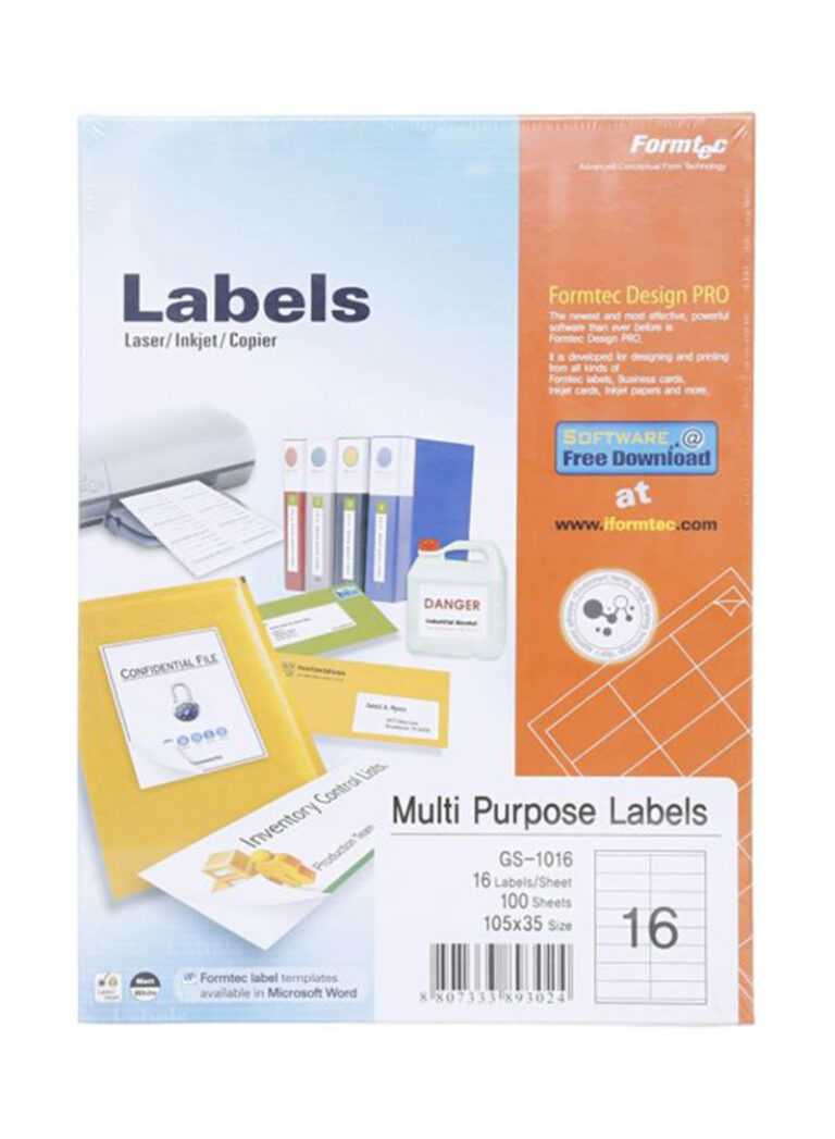 Shop Formtec 100 Sheets Label Per Sheet Box (16 Labels Per Sheet ...