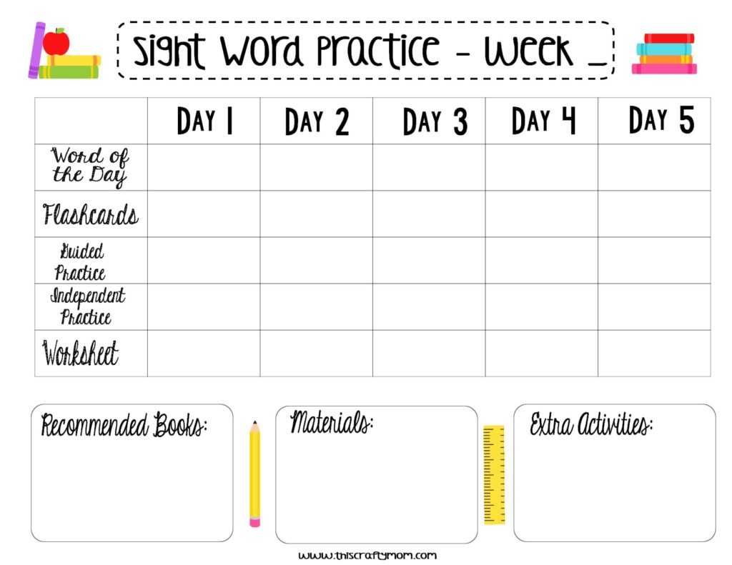 Sight Word Lesson Plans – Free Weekly Template – This Crafty Mom Within Teacher Plan Book Template Word
