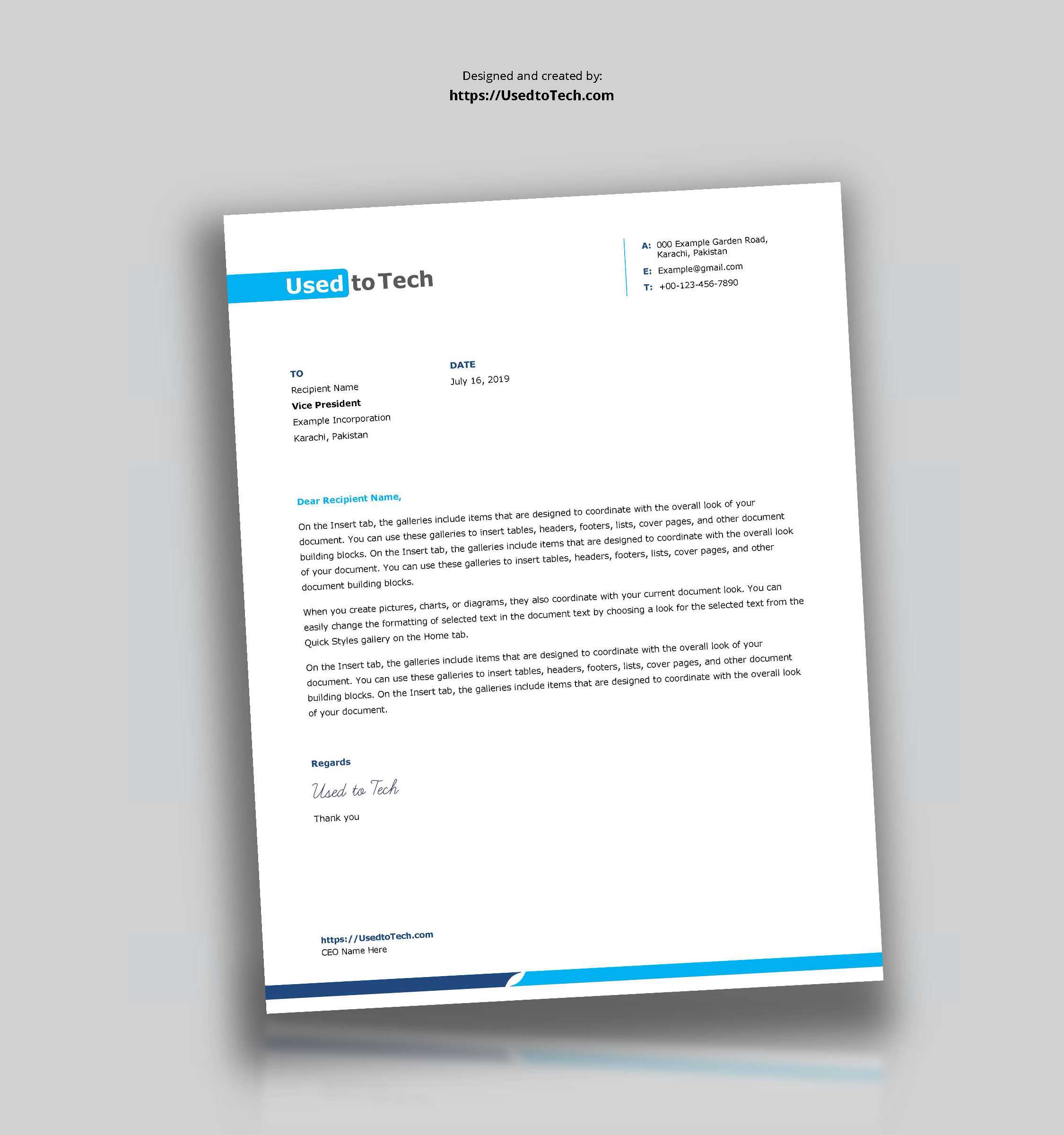 Simple And Clean Word Letterhead Template - Free - Used To Tech Regarding Word Stationery Template Free