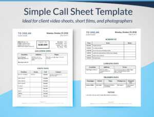 Simple Call Sheet Template Word Doc | Sethero with regard to Film Call Sheet Template Word