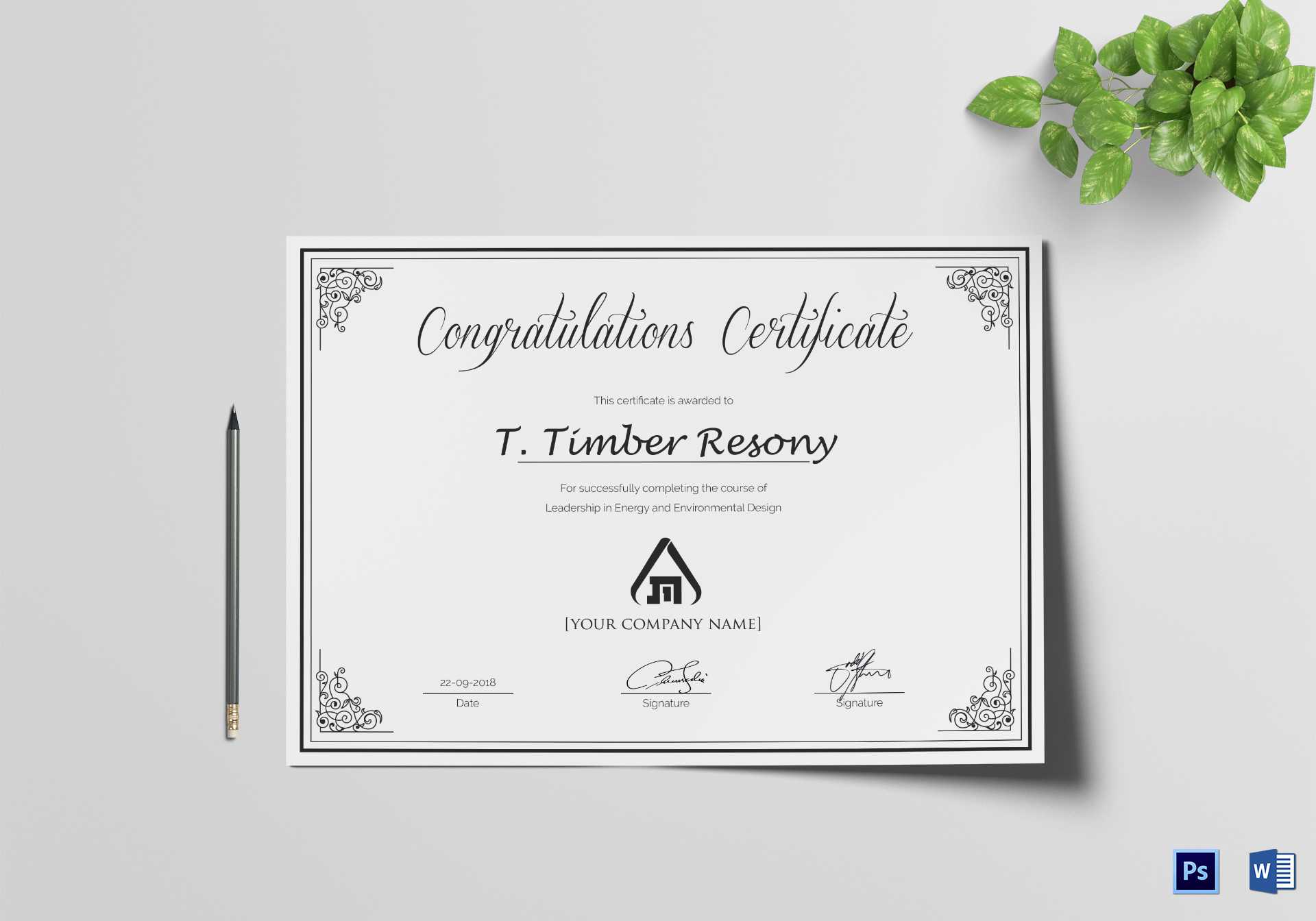 Simple Congratulation Certificate Template Regarding Congratulations Certificate Word Template