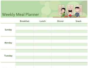 Simple Meal Planner for Weekly Meal Planner Template Word