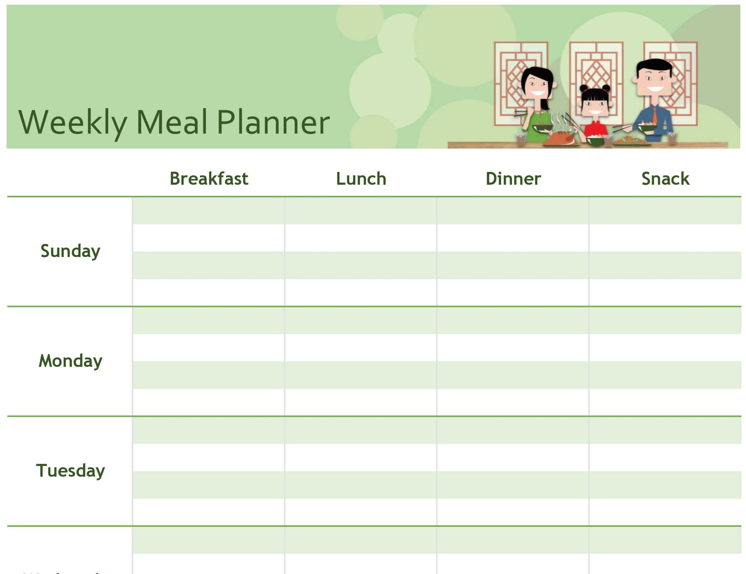 Simple Meal Planner Throughout Meal Plan Template Word