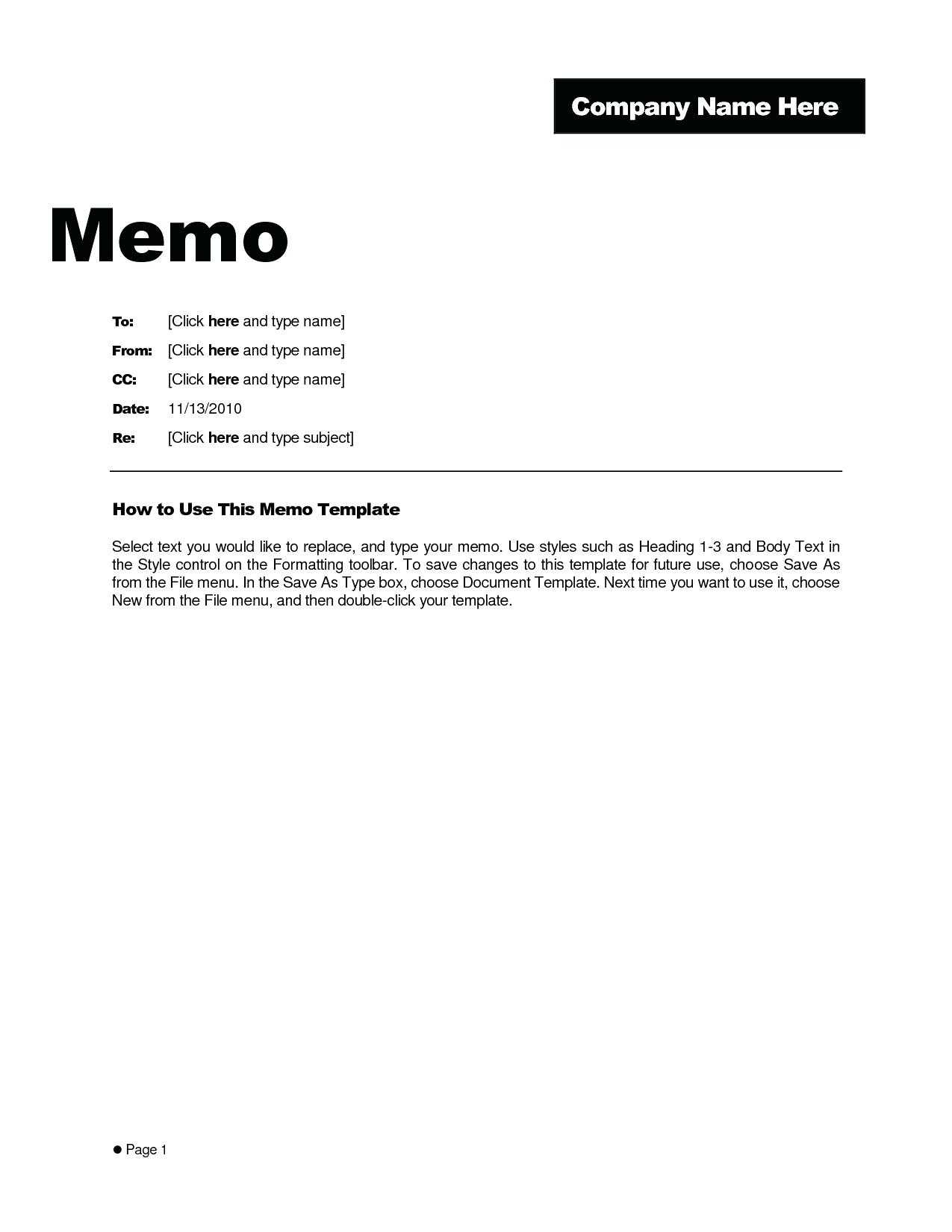 Simple Memo Template – Bestawnings In Memo Template Word 2010