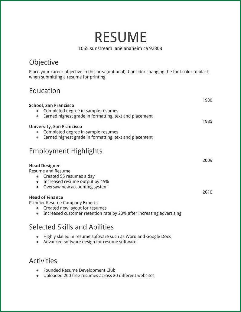 Simple Sample Of Resume Format ] – Resignation Letter Format With Simple Resume Template Microsoft Word