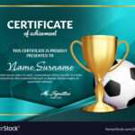 Soccer Certificate Diploma With Golden Cup Regarding Soccer Certificate Templates For Word