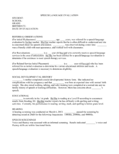 Speech-Evaluation-Report-Template-21 intended for Speech And Language Report Template