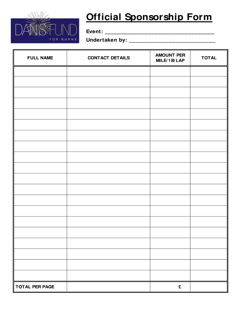 Sponsorship Form Template - Fill Out And Sign Printable Pdf Template |  Signnow In Blank Sponsorship Form Template