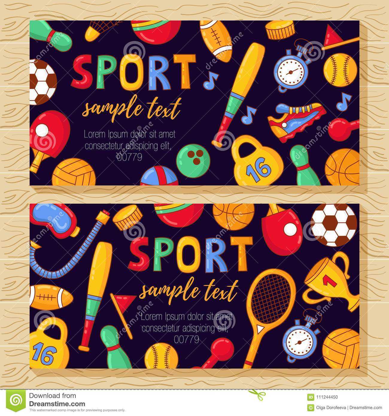 Sport Banners Template With Fitness Doodle Icons Stock In Sports Banner Templates