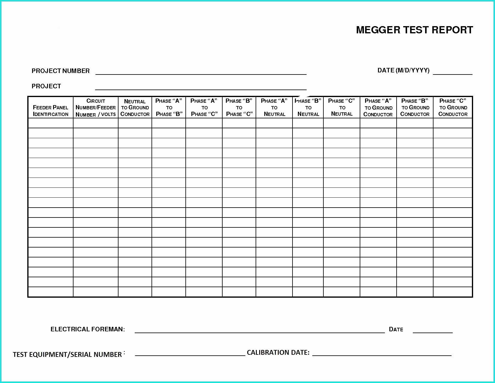 Spreadsheet Electrical Panel Load Tion Residential Of For Megger Test Report Template
