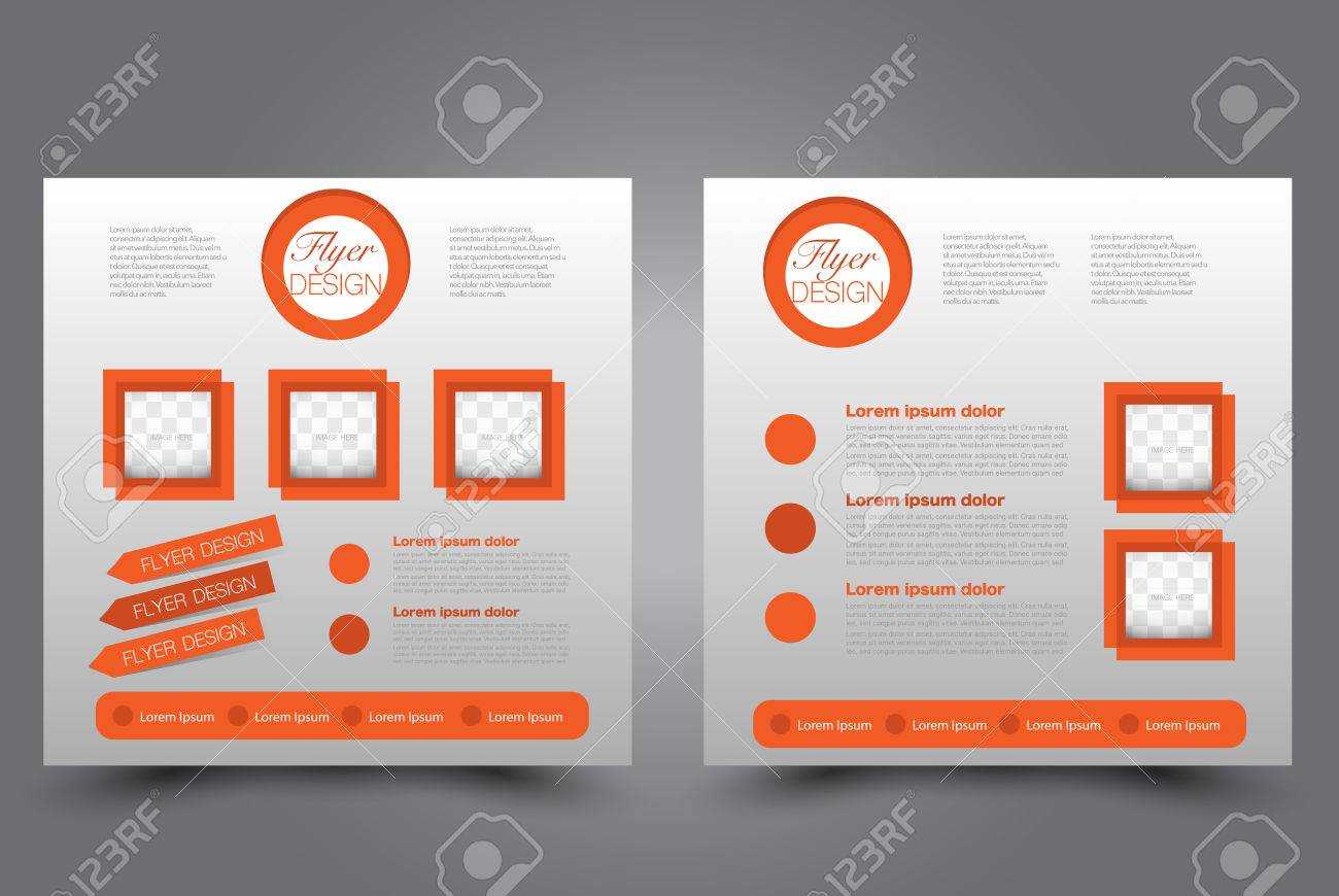Square Flyer Template. Brochure Design. Annual Report Poster. Leaflet  Cover. For Business And Education. Vector Illustration. Orange Color. Within Noc Report Template