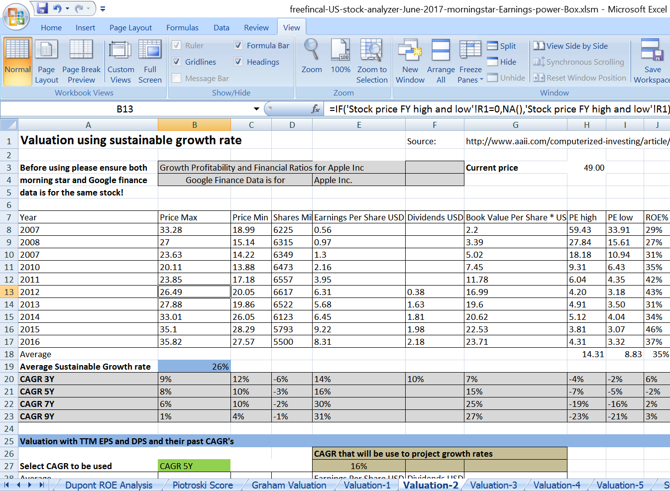 Stock Analysis Spreadsheet For U.s. Stocks: Free Download For Stock Report Template Excel