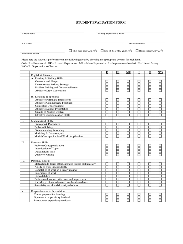Student Evaluation Form – 3 Free Templates In Pdf, Word With Student Feedback Form Template Word