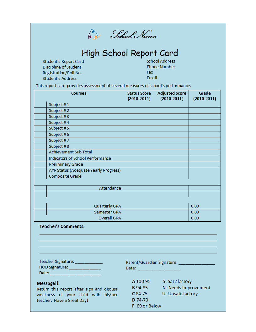 Student Report Template Pertaining To Student Grade Report Template