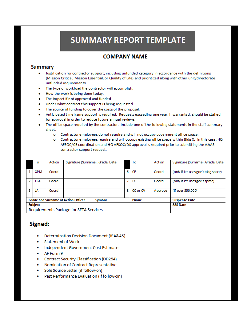 Summary Report Template With Regard To Rehearsal Report Template