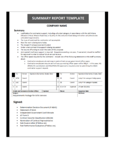 Summary Report Template within Evaluation Summary Report Template