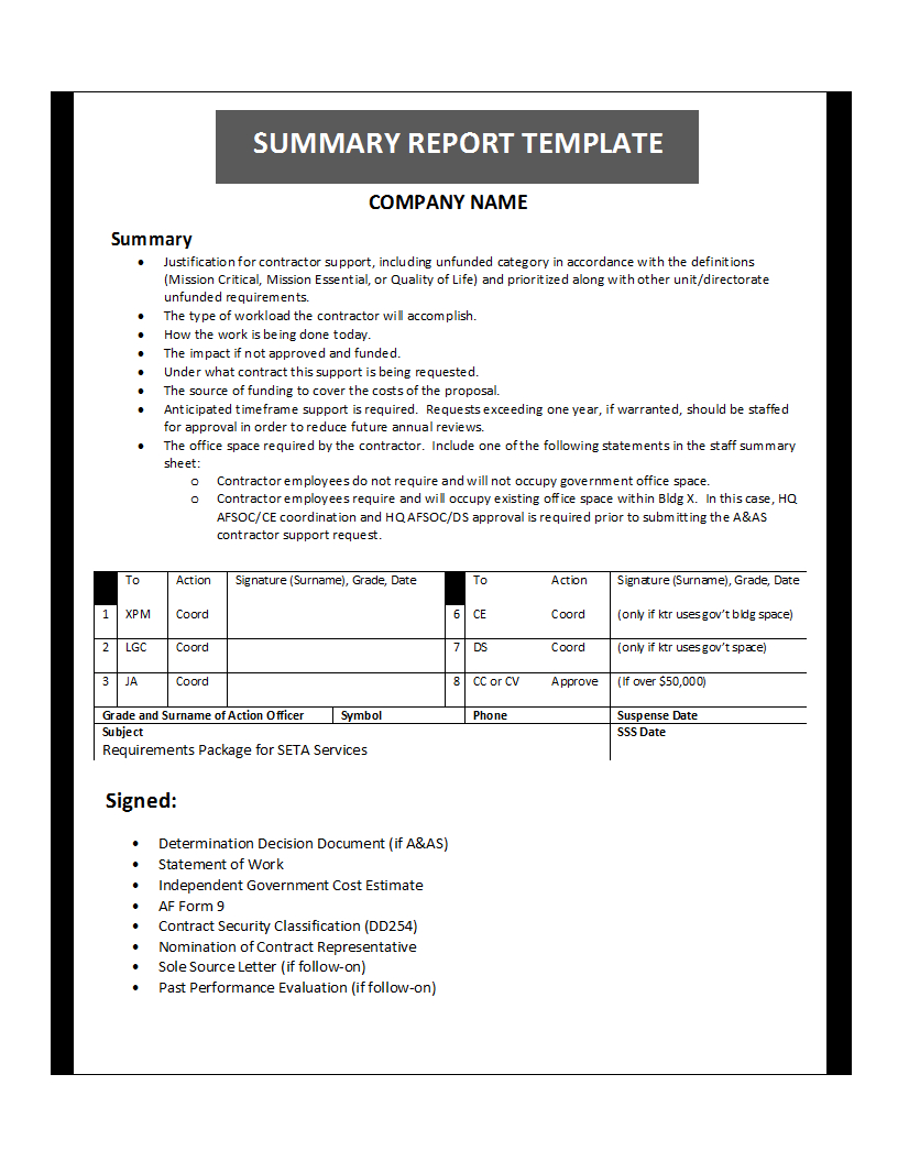 Summary Report Template Within Evaluation Summary Report Template
