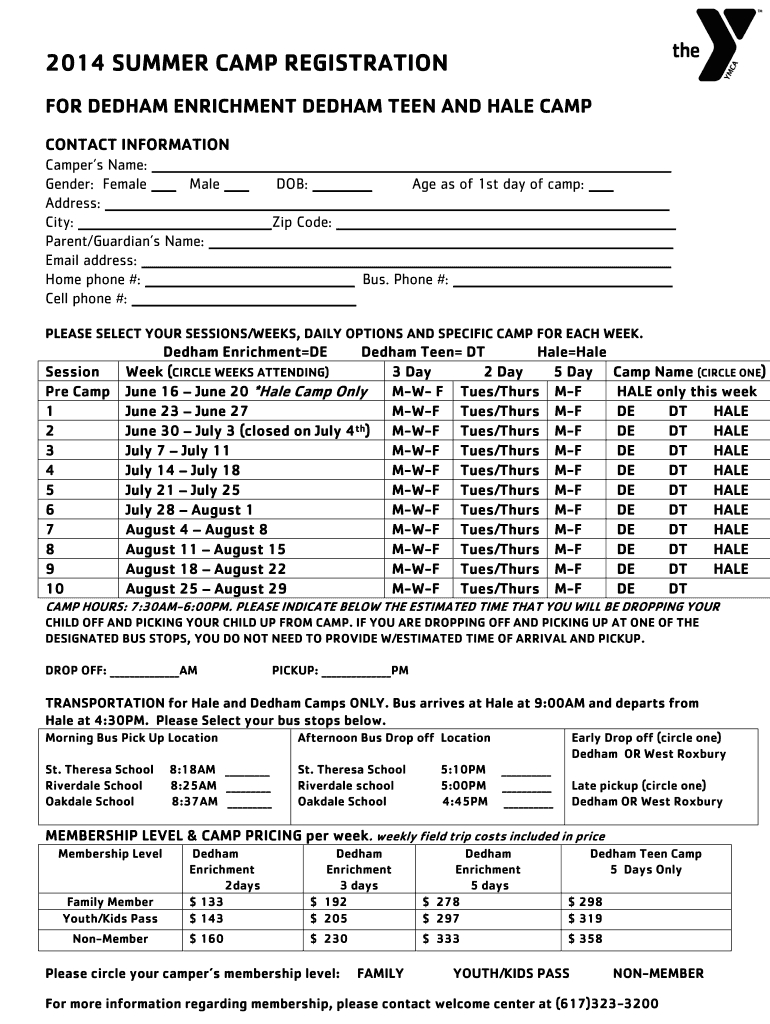 Summer Camp Application Template - Fill Online, Printable In Camp Registration Form Template Word
