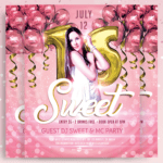 Sweet 16 Birthday Party Flyer Psd Template – Mockup Free Throughout Sweet 16 Banner Template