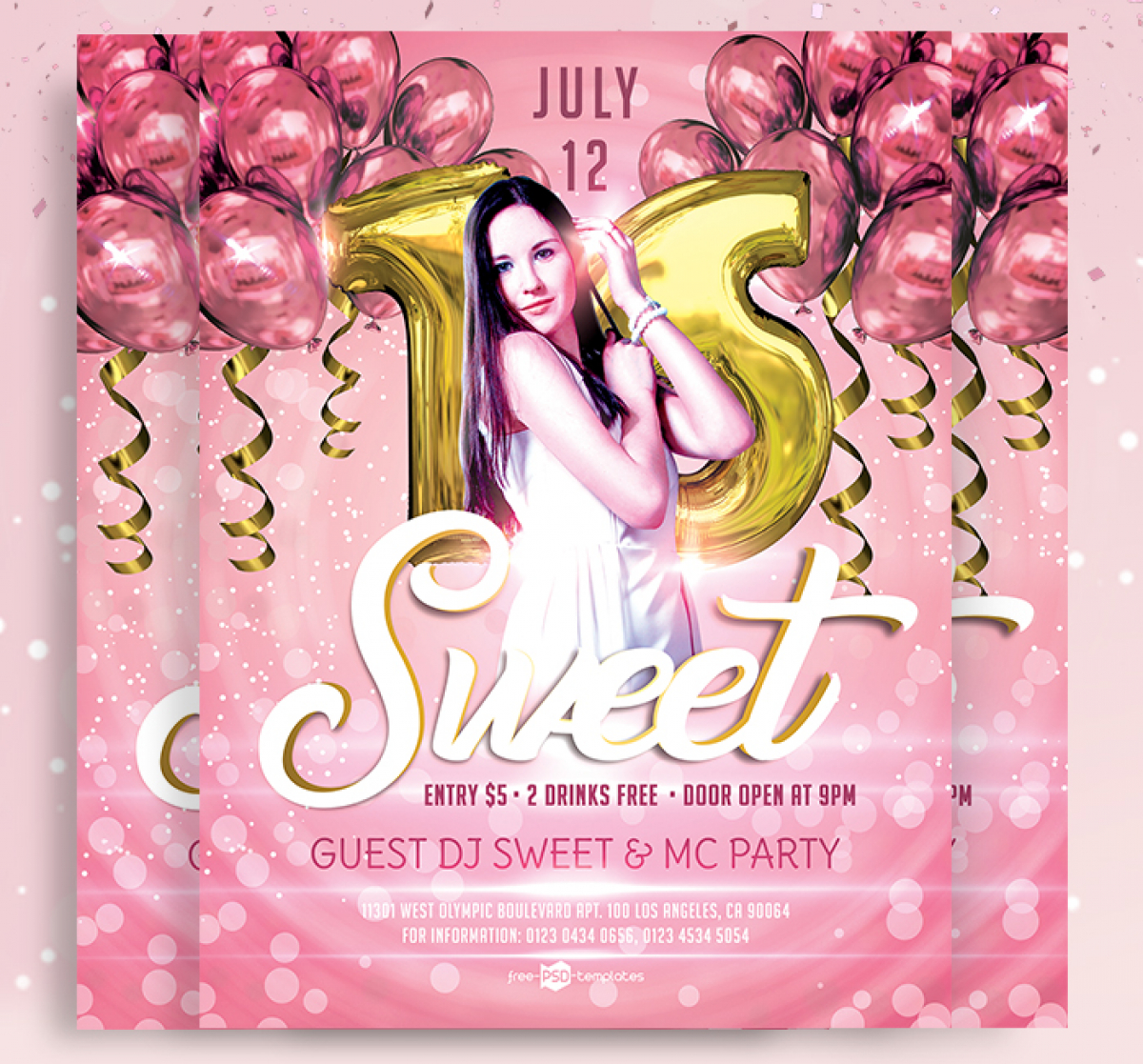 Sweet 16 Birthday Party Flyer Psd Template – Mockup Free Throughout Sweet 16 Banner Template