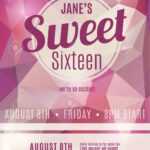 Sweet Sixteen Party Invitation Flyer Template Design Regarding Sweet 16 Banner Template
