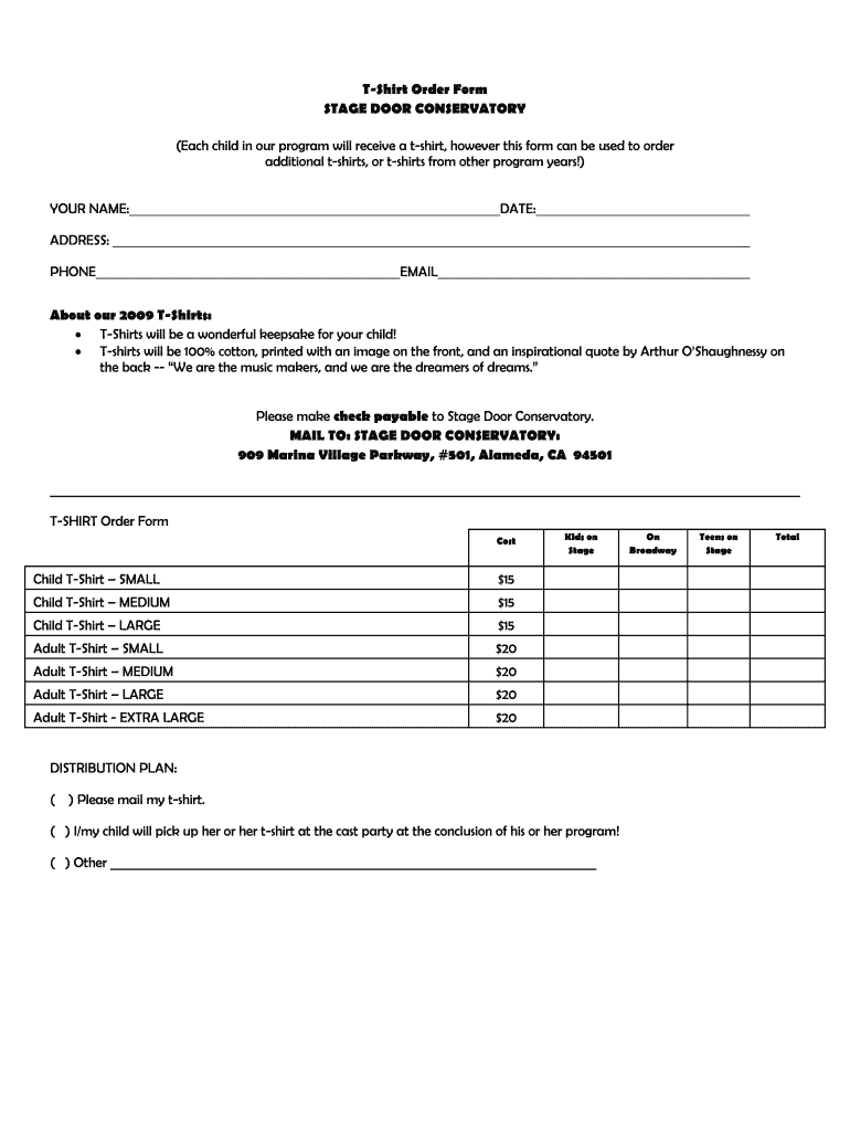 T Shirt Order Form Template – Fill Online, Printable Throughout Blank T Shirt Order Form Template