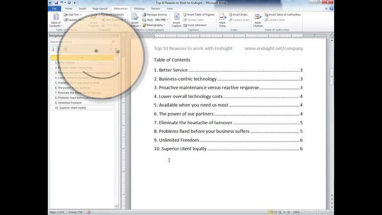 Table Of Contents In Word In Word 2013 Table Of Contents Template
