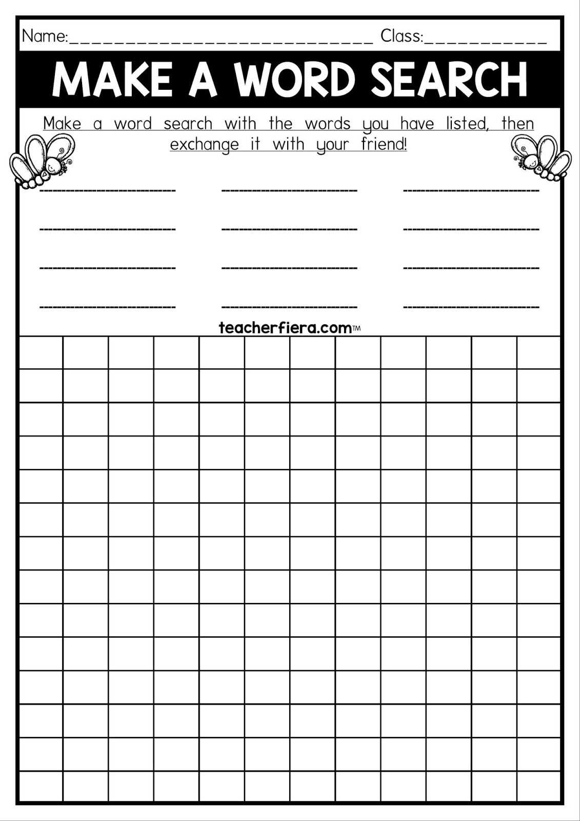 Teacherfiera: Make A Word Search Pertaining To Word Sleuth Template