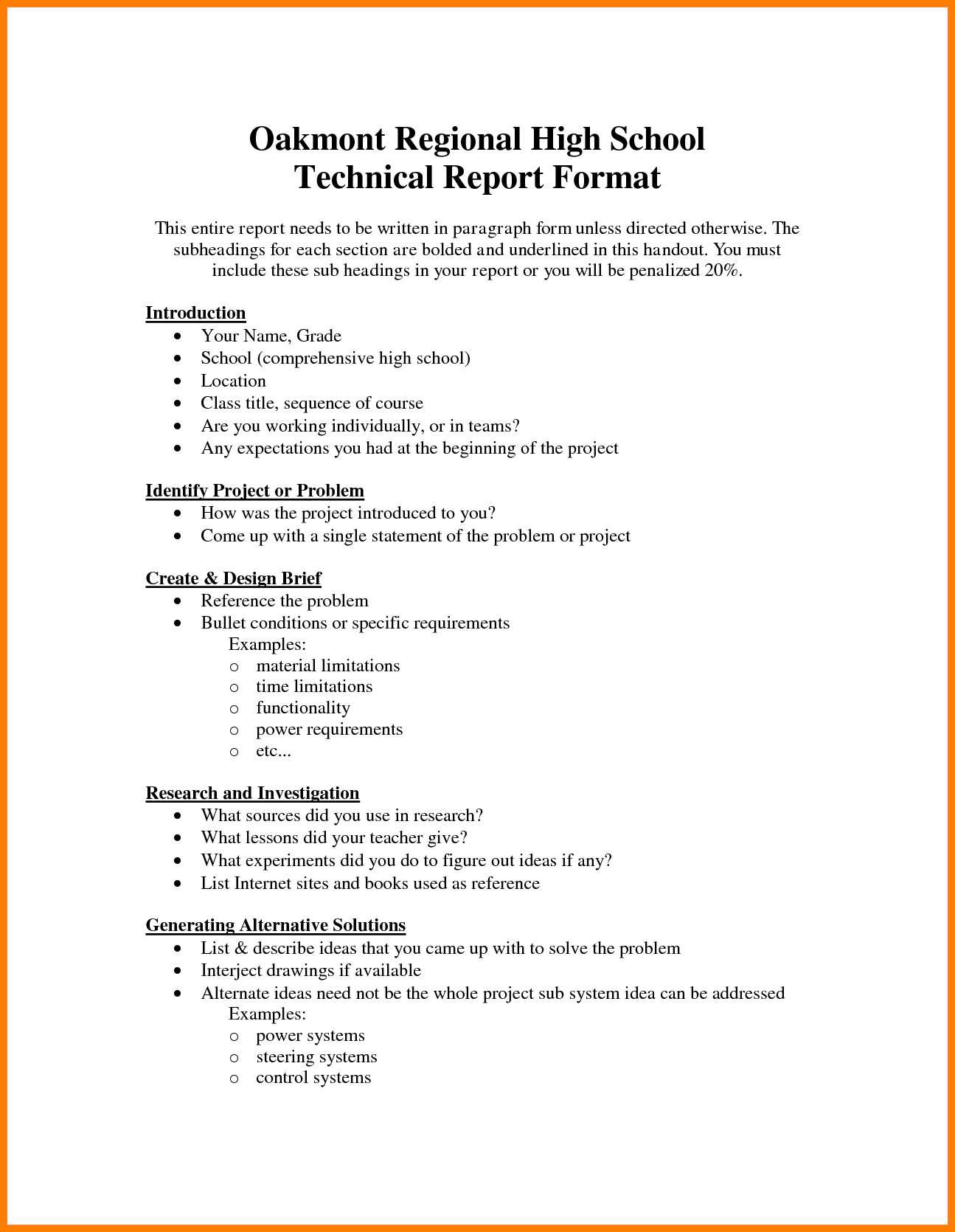 Technical Reports Format - Barati.ald2014 Inside Template For Technical Report