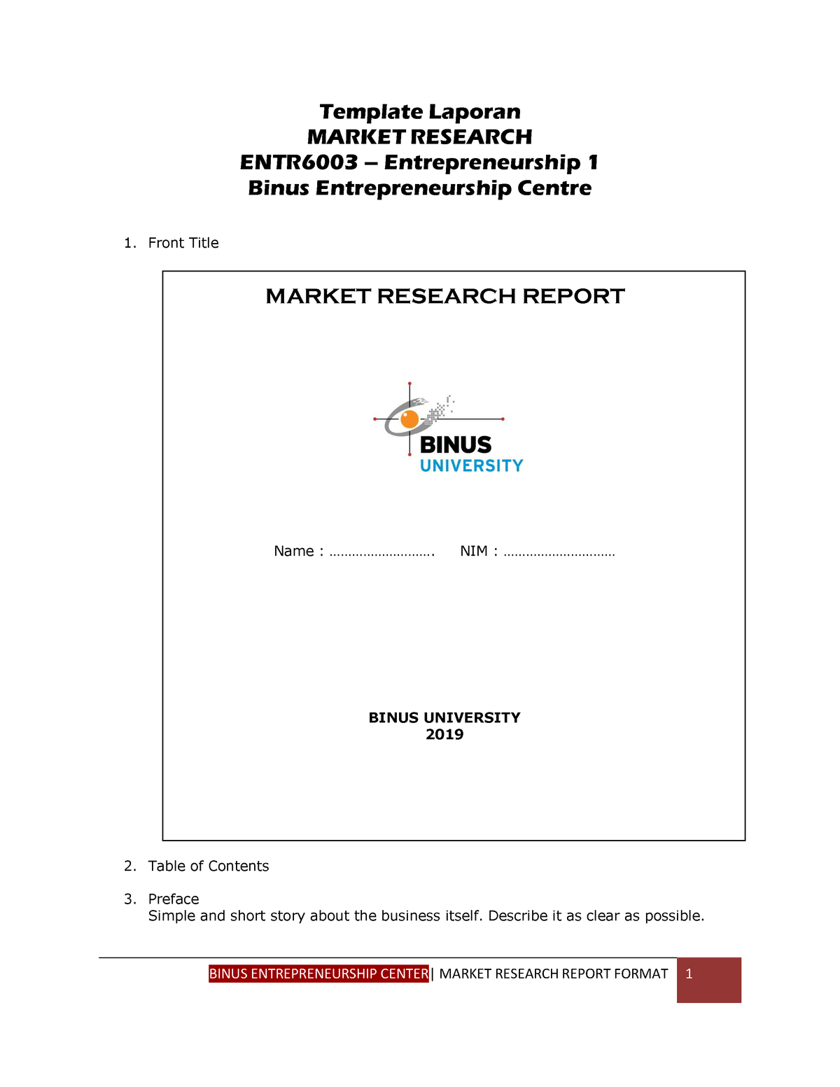 Template Market Research Ganjil 2019 2020 – Isy – Studocu In Market Research Report Template