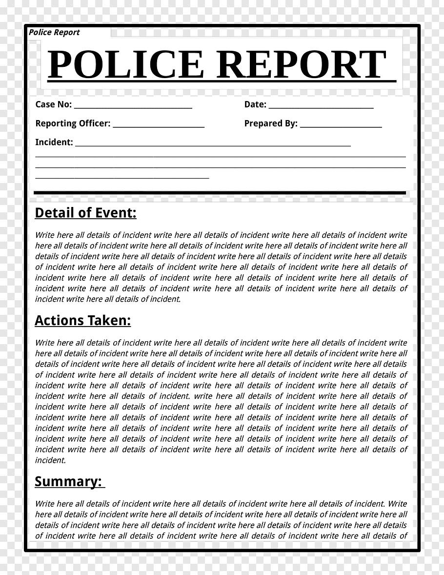 Template Police Document Report Form, Police Png | Pngwave Intended For Crime Scene Report Template