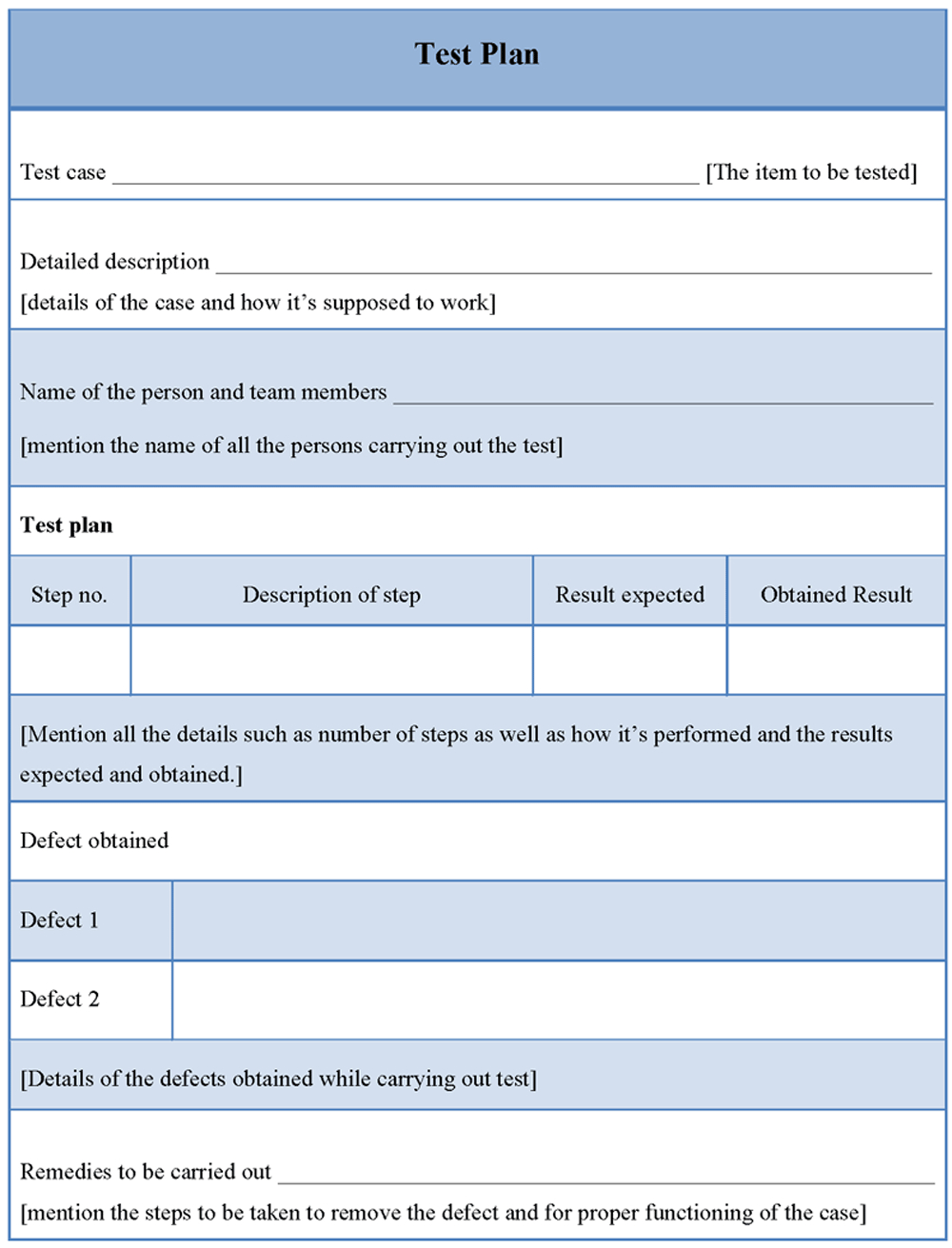 Test Plan Template Format, Sample Of Test Plan Template With Regard To Test Template For Word
