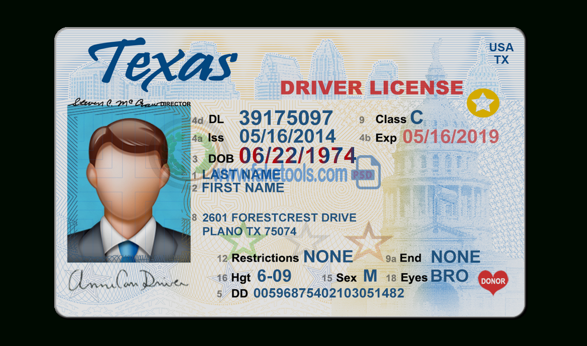 Texas Driver License Psd Template With Blank Drivers License Template