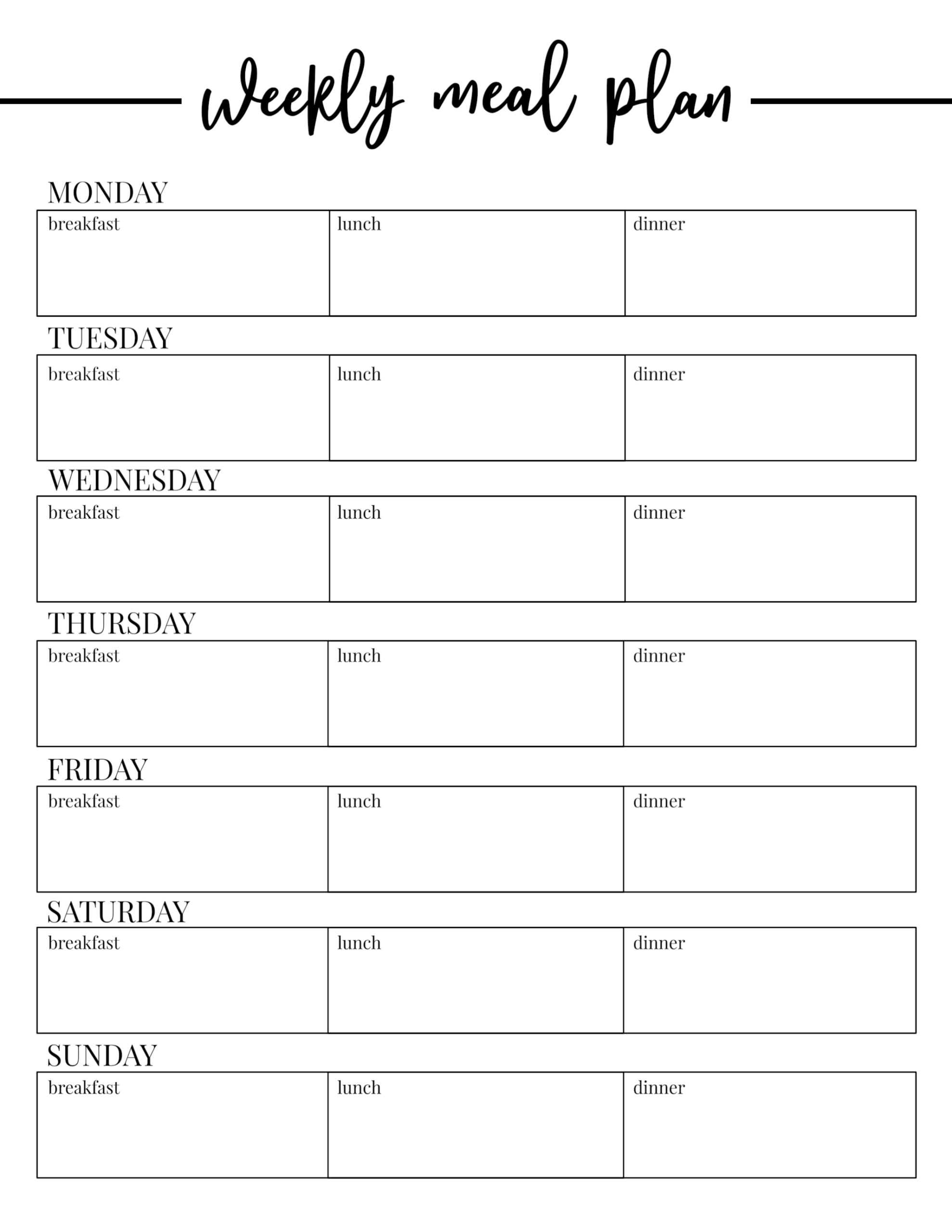 The Best Free Printable Meal Plan Template | Chavez Blog With Regard To Blank Meal Plan Template