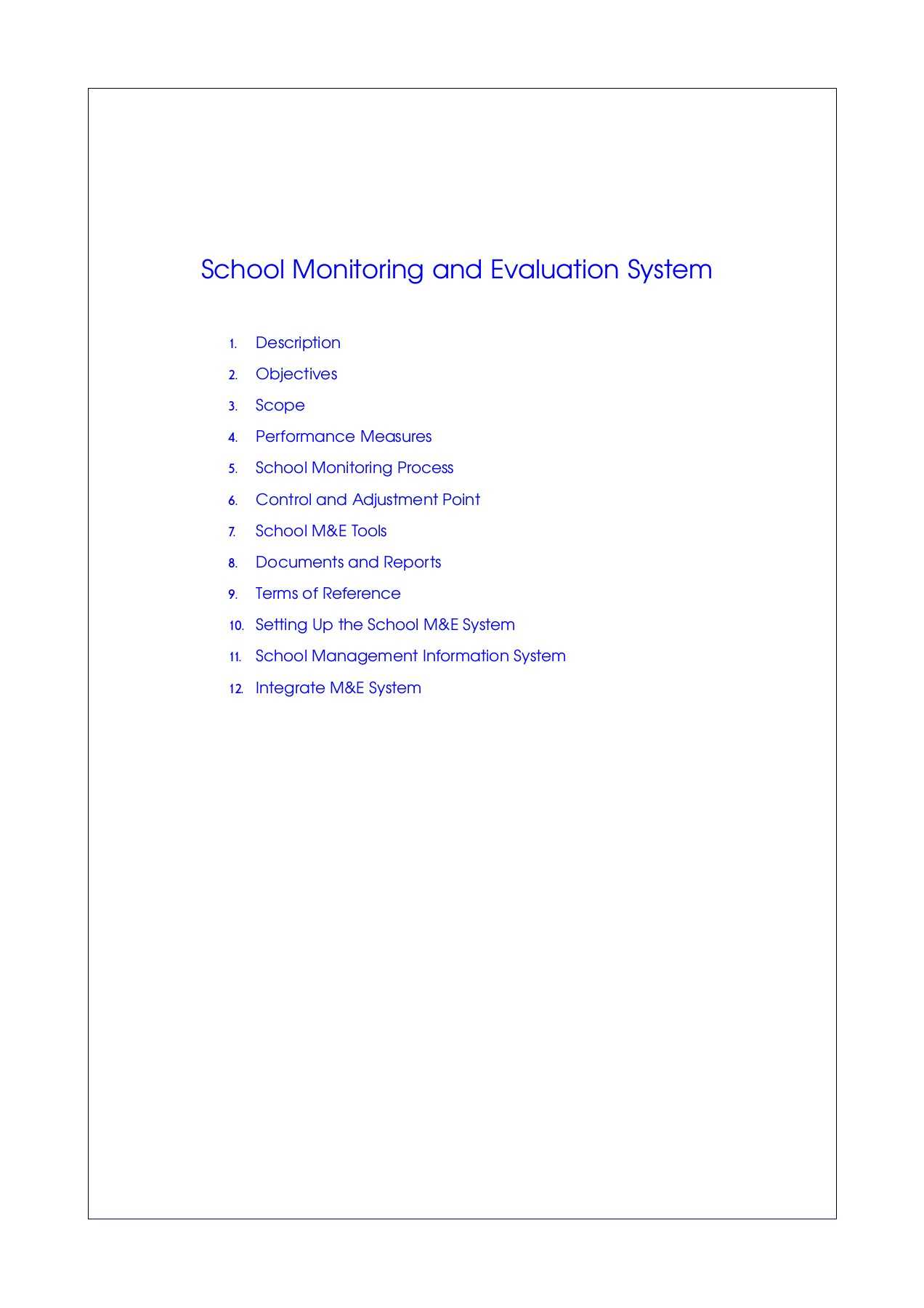 The School Monitoring And Evaluation System Pages 1 – 50 In M&e Report Template